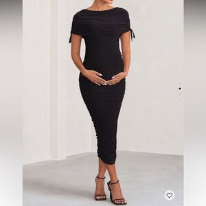 Maternity ruched midi dress